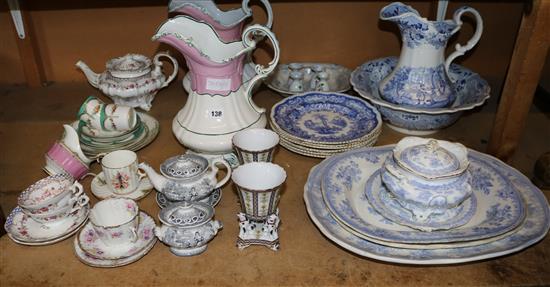 Collection of ceramics including blue & white dinnerwares